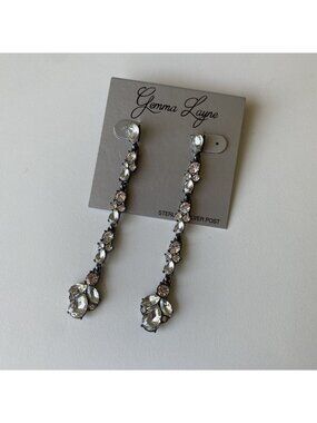 Gemma Layne Earrings Dangly Drop Rhinestones Dark Sterling Silver Posts